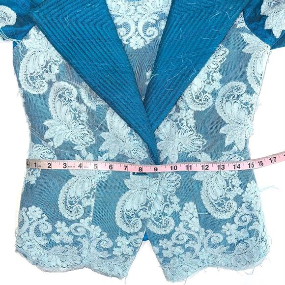 Vintage Custom Blue Lace Appliqué Blazer - Picture 8 of 15